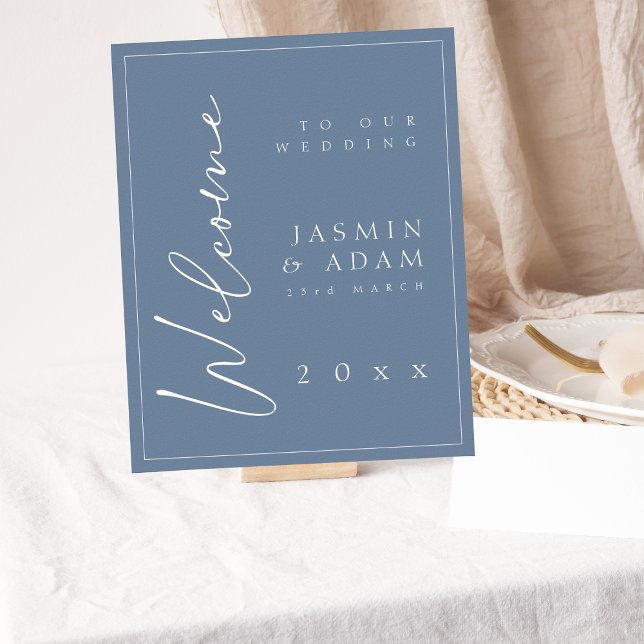 Minimal Dusty Blue Elegant Wedding Welcome Sign (Creator Uploaded)