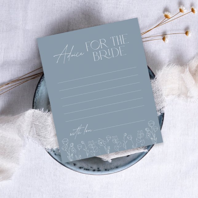 Minimal Dusty Blue Floral Advice for the Bride (Creator Uploaded)