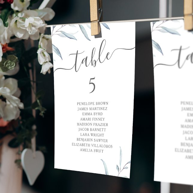 Minimal dusty blue greenery script table number (Minimal dusty blue greenery script table number)