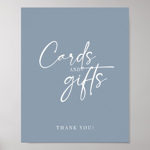 Minimal Dusty Blue Modern Script Cards and Gifts Poster