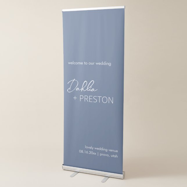 Minimal Dusty Blue Modern Wedding Welcome Sign (3/4)