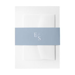 Minimal Dusty Blue Monogram Wedding Belly Band