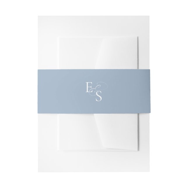 Minimal Dusty Blue Monogram Wedding Belly Band (Front Example)