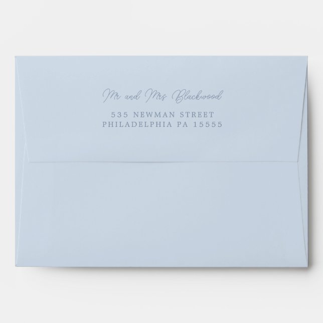 Minimal Dusty Blue Return Script Address Envelope (Back (Top Flap))