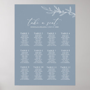 Minimal Dusty Blue Wedding 12 Table Seating Chart