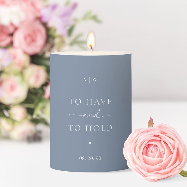 Minimal Dusty Blue Wedding Candle  (Creator Uploaded)