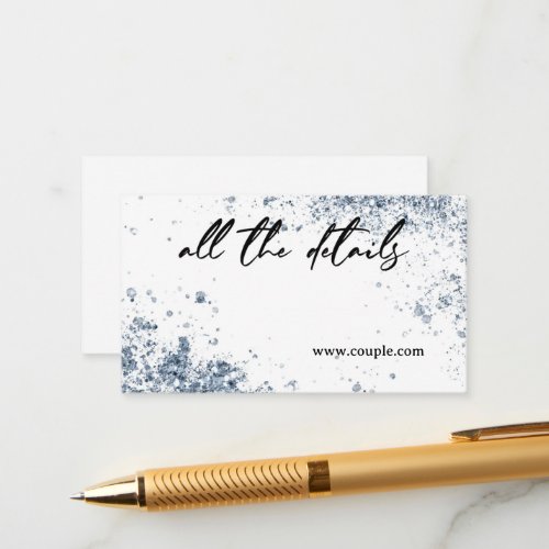 Minimal dusty blue Wedding Details card