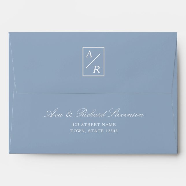 Minimal Dusty Blue Wedding Envelope (Back (Top Flap))