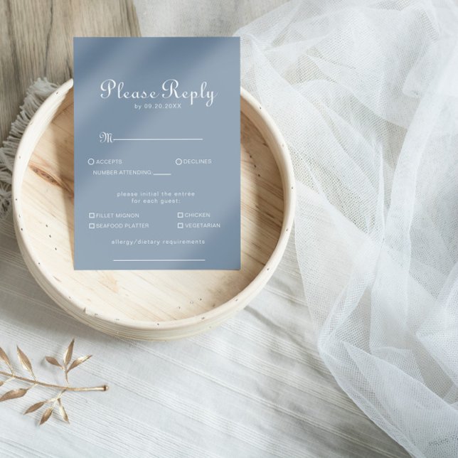 Minimal Dusty Blue Wedding Menu Choice Reply (Creator Uploaded)