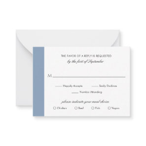 Minimal Dusty Blue Wedding Mini RSVP Card