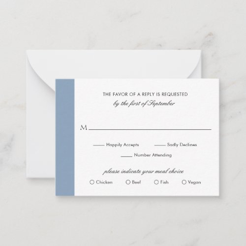 Minimal Dusty Blue Wedding Mini RSVP Card