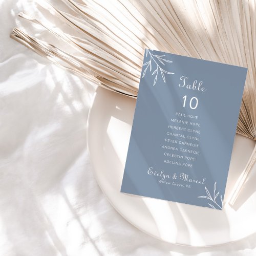 Minimal Dusty Blue Wedding Table 10 Seating Chart  Invitation