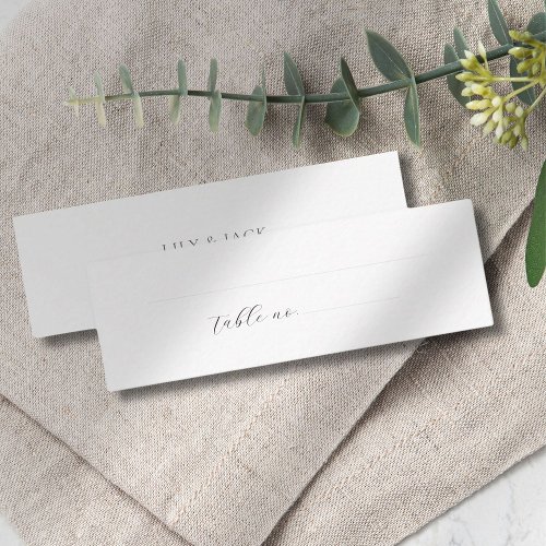 Minimal Dusty Blue White Wedding Place Name Escort Mini Business Card