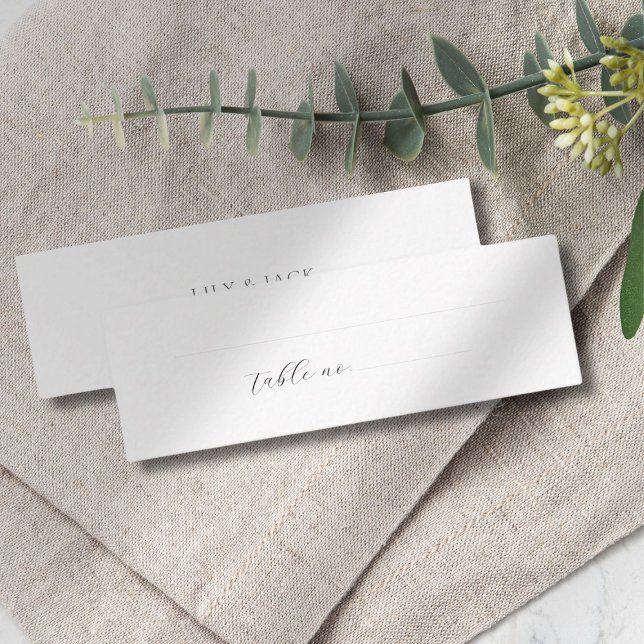 Minimal Dusty Blue White Wedding Place Name Escort Mini Business Card (Creator Uploaded)