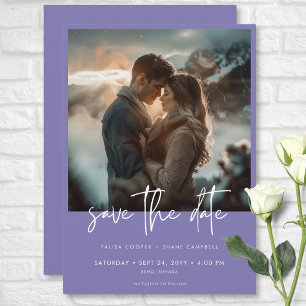 Minimal Dusty Lavender Purple Modern Photo Wedding Save The Date