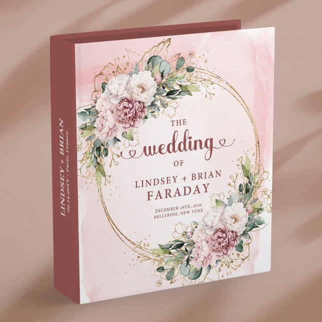 Minimal Dusty Pink Boho Wedding Memory Album 3 Ring Binder (Minimal Dusty Pink Boho Wedding Memory Album)