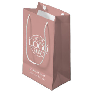 Minimal Dusty Rose Corporate Company Business Logo Small Gift Bag