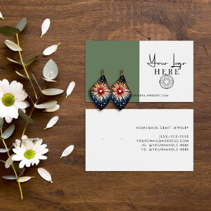 Minimal Earth Green White Logo Earring Display