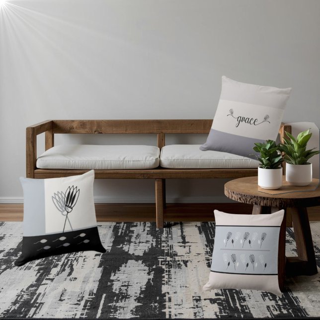 Minimal Earth Tones Rustic Floral Throw Pillow (Creator Uploaded)