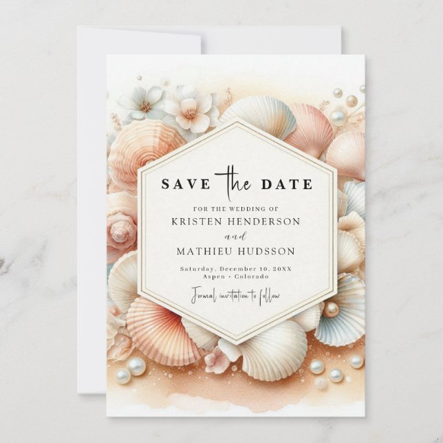 Minimal Earthy Beach Wedding Save The Date (Front)