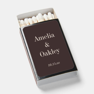 Minimal Earthy Brown Elegant Wedding Favor Custom Matchboxes