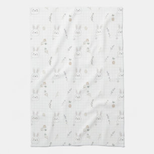 Minimal Easter Bunny Pastel Spring Pattern (2) Kitchen Towel