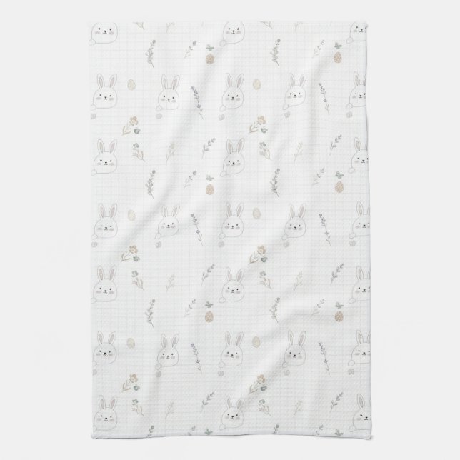 Minimal Easter Bunny Pastel Spring Pattern (2) Kitchen Towel (Vertical)