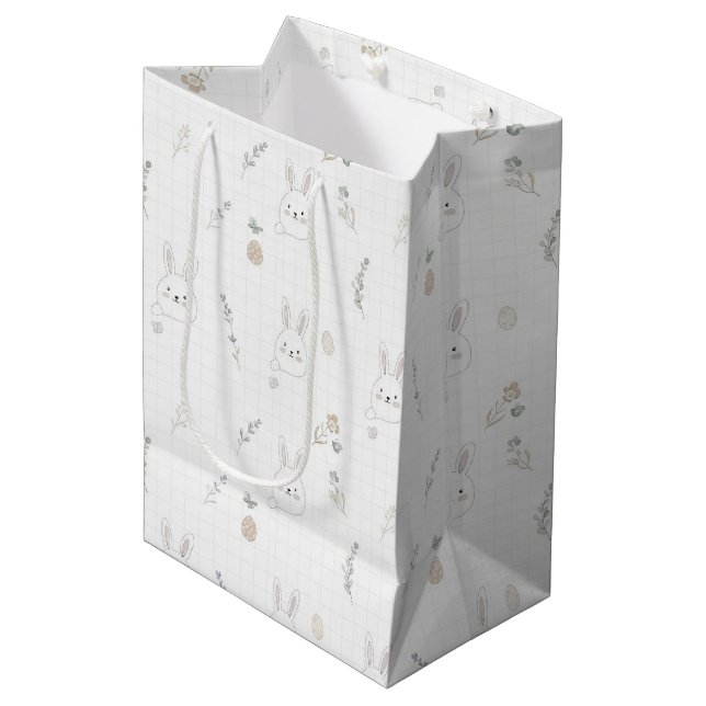 Minimal Easter Bunny Pastel Spring Pattern (2) Medium Gift Bag (Front Angled)