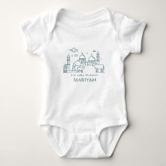 Minimal Eid al Adha Line Art Amimal Baby Bodysuit