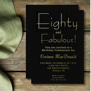 Minimal Eighty and Fabulous 80th Birthday Party Foil Invitation