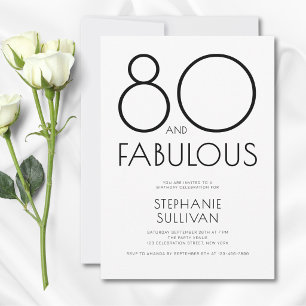 Minimal Eighty and Fabulous 80th Birthday Party Invitation