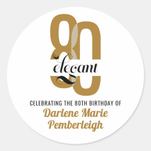 Minimal Eighty & Elegant Gold Black 80th Birthday Classic Round Sticker