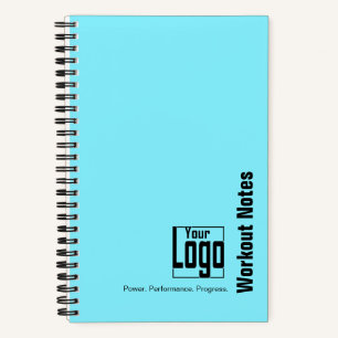 Minimal Electric-Blue Black Logo Motto Workout Notebook
