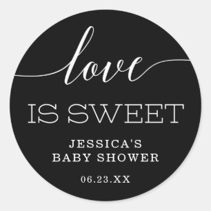 Minimal Elegance Love Is Sweet Favor Classic Round Sticker