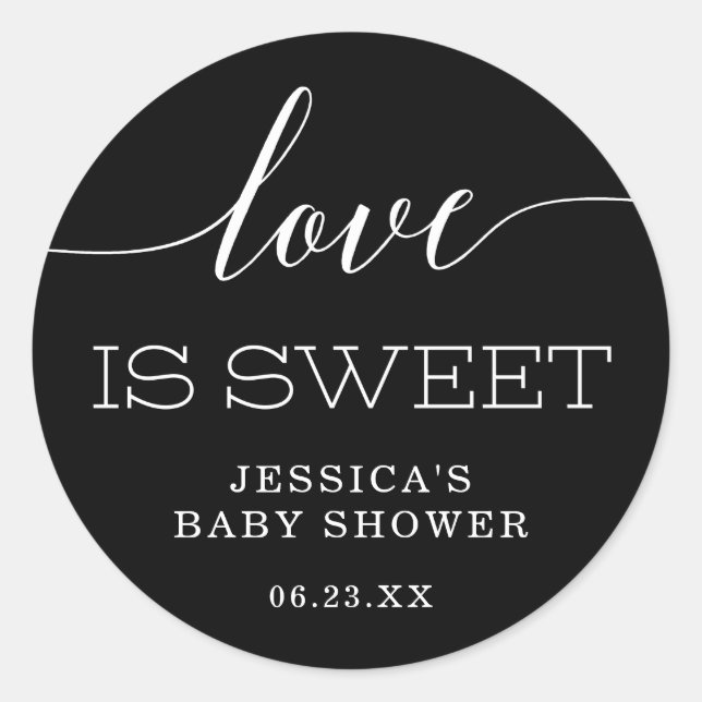 Minimal Elegance Love Is Sweet Favor Classic Round Sticker (Front)