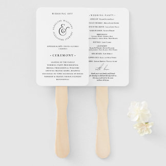 Minimal Elegance Simple Black and White Wedding Hand Fan