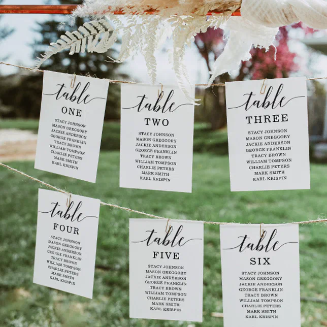 Minimal Elegance Table Numbers Seating Chart
