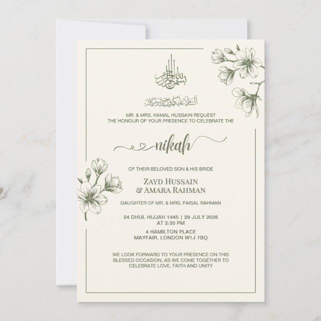 Minimal Elegance Wedding Invitation | Soft Ivory (Front)