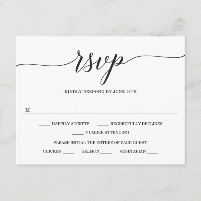 Minimal Elegance Wedding RSVP Postcard (Front)