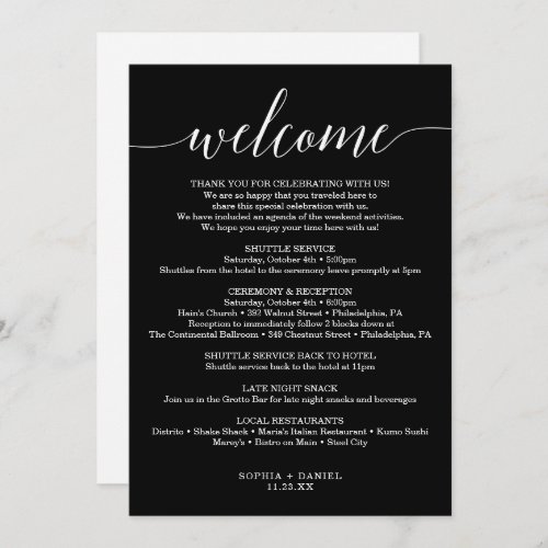 Minimal Elegance Wedding Welcome Letter Itinerary  Invitation