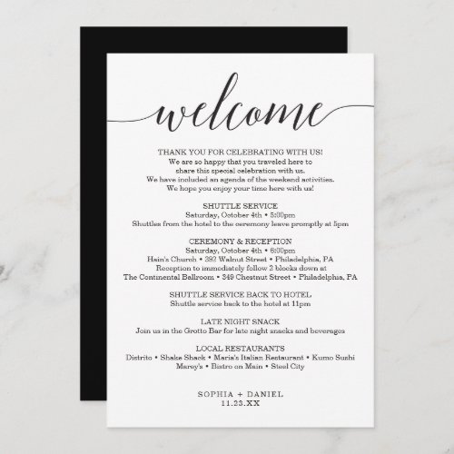 Minimal Elegance Wedding Welcome Letter Itinerary Invitation