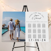 Minimal Elegant 12 Tables Seat Chart Couple Photo