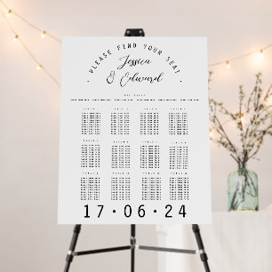 Minimal Elegant 12 Tables Seat Chart Couple Photo Foam Board