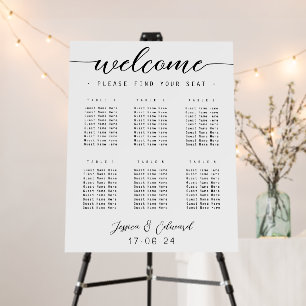 Minimal Elegant 6 Tables Seat Chart Photo Modern Foam Board