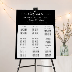 Minimal Elegant 9 Tables Seating Chart Modern Chic Foam Board