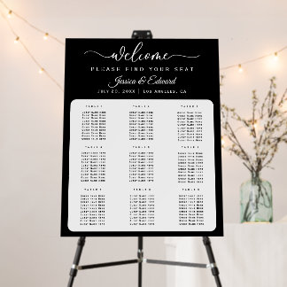 Minimal Elegant 9 Tables Seating Chart Modern Chic Foam Board