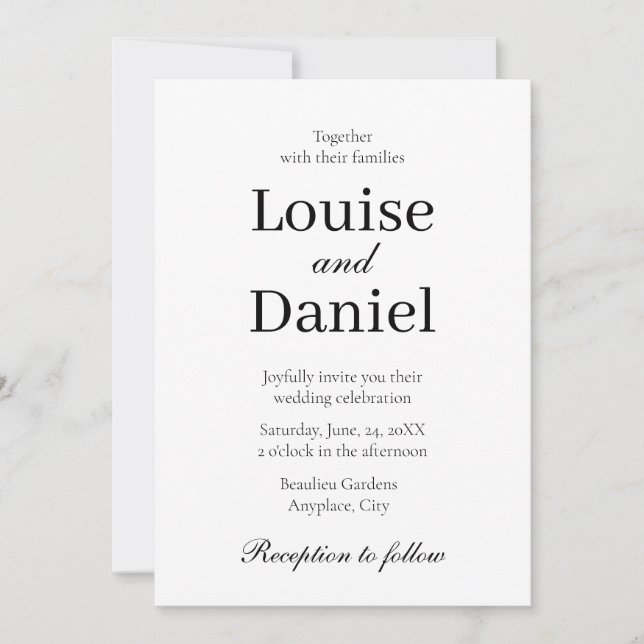 Minimal, Elegant and Simple Personalized Wedding Invitation (Front)