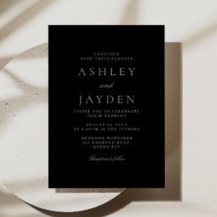 Minimal Elegant Beautiful Black & Gray Wedding Invitation