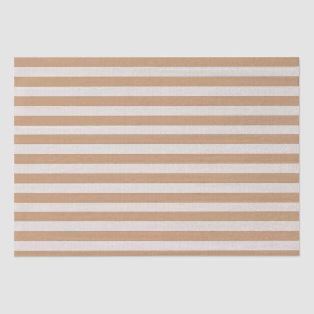 Minimal Elegant Beige Brown Stripes Tissue Paper (Front)