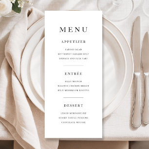 Minimal Elegant Black And White Dinner Menu